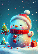 Bonhomme de neige souriant sous la neige
